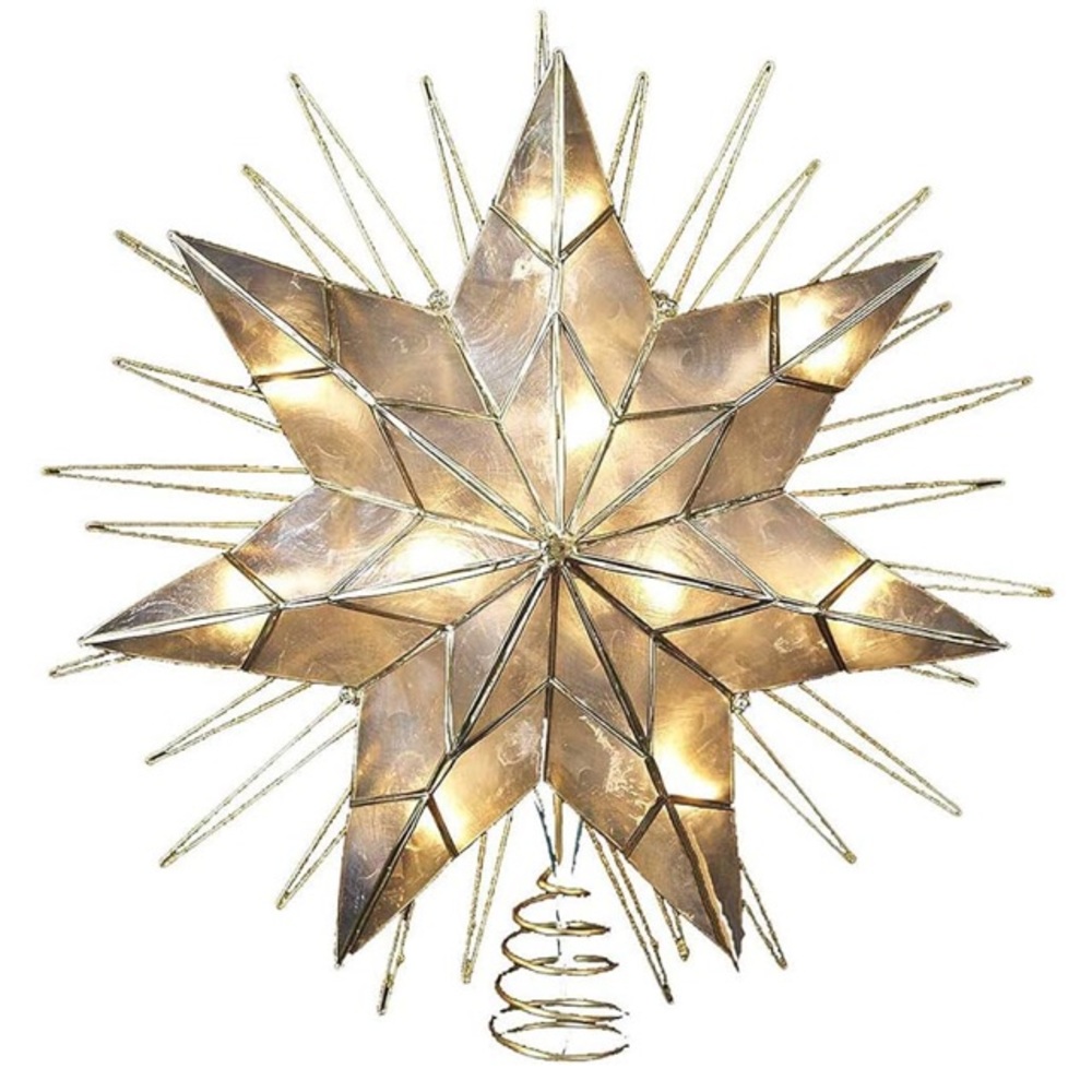 Kurt Adler 14" 7-Point Natural Capiz Star Lighted Treetop
